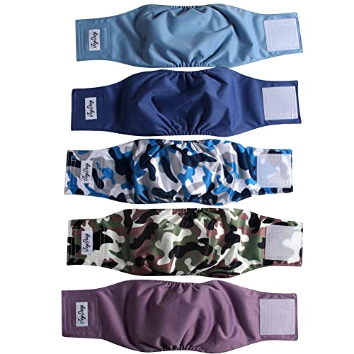 JoyDaog Reusable Dog Belly Bands for Male Dogs Diapers,5 Pack Premium Washable Dog Diapers Male Puppy Nappies Wrap,S - size: Small (Pack of 5)