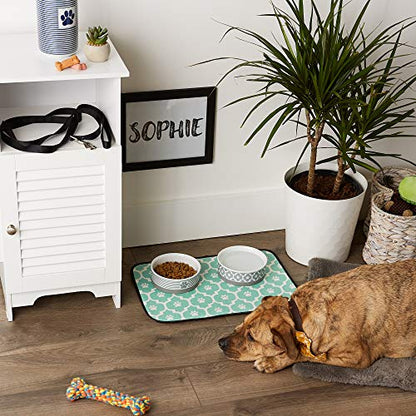 Bone Dry Machine Washable, Ultra Absorbent Pet Mat, 12x18, Aqua/Off-White Lattice - color: Aqua/Off-White Lattice, size: 12"L x 18"W