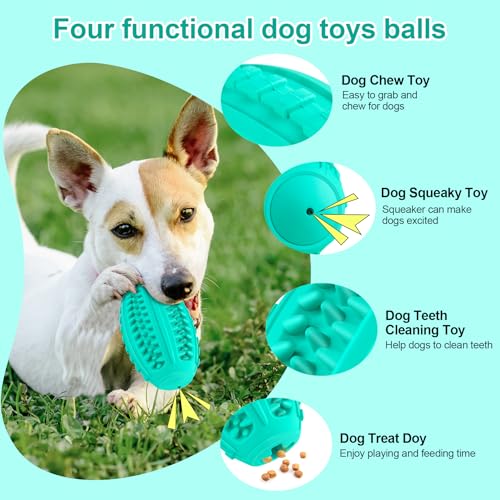 Squeaky Dog Balls for Aggressive Chewers, Indestructible Squeaky Toys for Large Dogs, Treat Dispensing Toys Interactive, Treat Toy Ball, Super Chewer Toy Large Breed