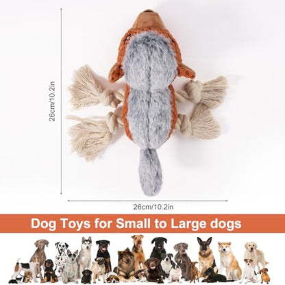 Letsmeet Dog Toys - Squeaky Interactive Plush Dog Toy with Rope, Chew Toy for Large Dogs, Small Dogs & Puppies - Tug of War Dog Toy for Aggressive Chewers, Pet Toys for Dogs - color: brown4