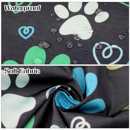 Dog Grooming Waterproof Apron with 2 Pockets, Cute Animals Puppy Dog Pets Apron - style: Green Dog Paw