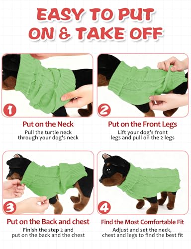Dog Sweaters for Small Medium Large Dogs Cats, Soft Warm Turtleneck Pullover Solid Cable Knit Fleece Stretch Pet Clothes,Classic Fuzzy Coat for Puppy Girl Boys for Fall Winter Cold Weather