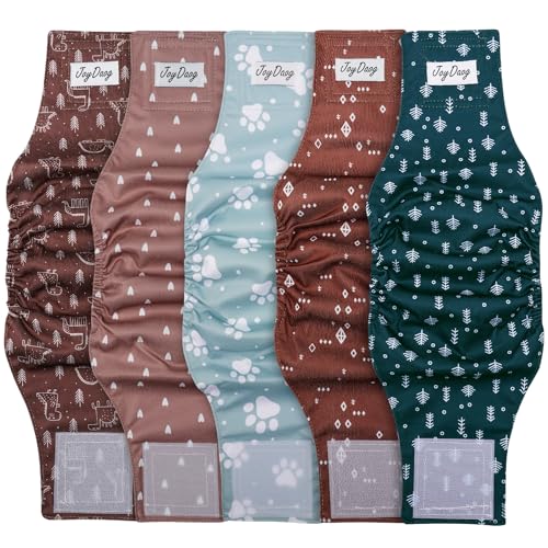 JoyDaog Reusable Dog Belly Bands for Male Dogs Diapers,5 Pack Premium Washable Dog Diapers Male Puppy Nappies Wrap,XS - size: X-Small (Pack of 5)