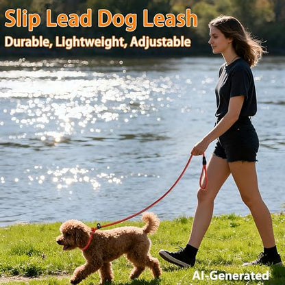FOVRLZSE Upgraded Dog Slip Lead (3-Pack) Adjustable Nylon Lead for Dogs (Red/Black/Blue), Training Aid, Eco-Friendly Cotton Lining, Integrated Plastic Buckle, - color: Red, Black, Blue