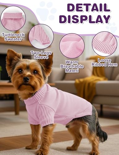 Dog Sweaters for Small Medium Large Dog, Classic Turtleneck Pet Clothes Warm Thermal Doggy Winter Coat, Thick Double Knitting Collar Pullover Cold Weather Puppy Jacket for Indoor & Outdoor Wear