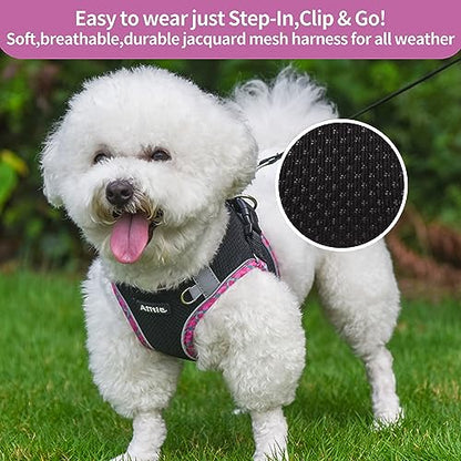 AIITLE Small Dog Harness - Breathable Double-Layer Jacquard No-Choke Vest, Durable Anti-Tear Fabric with Reflective Trim - Perfect for Running, Parties, Daily Walks (Black, XS) - color: Black, size: XS(Chest: 11.5 - 13.5")