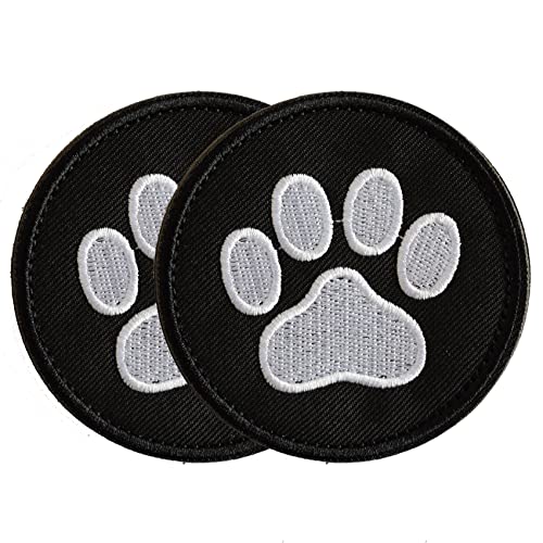 2 Pieces Dog Paw Tactical Patches Military Uniform Emblem Patches, Embroidered Applique Hook & Loop Patch for Caps, Backpacks, Clothes, Vest, Military Uniforms, Tactical Gears Etc - color: Dog Paw