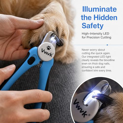 Dog Nail Clippers with Light, Professional Toenail Clippers for Thick Toenails, LED Illuminated Pet Nail Trimmer to See Bloodline, Safety Guard & Blade Lock, for Dogs & Cats
