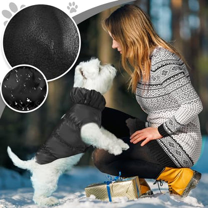 ABRRLO Winter Warm Dog Jacket for Small Medium Dogs Cat Cold Weather Coats with Harness Paded Dogs Fleece Vest Waterproof Windproof Dog Snow Jacket Pet Puppy Clothes (Black,S) - color: Black, size: Small