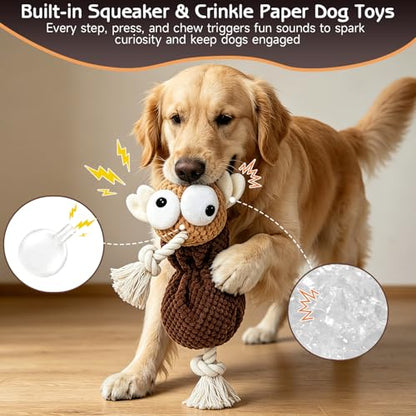 Yipetor Squeaky Dog Toy, [Mosquito Miss] Soft Plush Puppy Toys for Anxiety Relief, Durable Cotton Rope Teeth Clean Interactive Dog Toy to Keep Medium Small Dog Busy - Boredom Dogs Best Birthday Gift - color: Mosquito