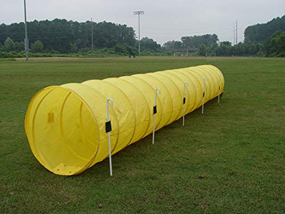 14' Dog Agility Tunnel with Stakes, Multiple Colors Available (Yellow) - color: Yellow