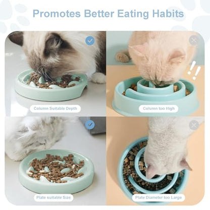 Slow Feeder Bowl for Cats and Small Dogs,Cilkus Fish Pool Design, Fun Interactive Bloat Stop Puzzle Feeder Bowl Healthy Eating Diet Made of Melamine Food Grade Material Dishwasher Safe (Green) - color: Green