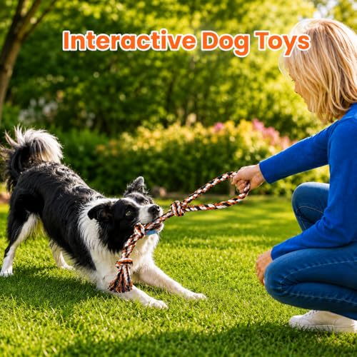 Aitmexcn Dog Rope Toys for Aggressive Chewers, 8 Pack Heavy Duty Natural Cotton Dog Chew Toys for Large & Medium Dogs, Tough Tug of War Dog Toys Teeth Cleaning,Boredom - size: 8 Pack-Large