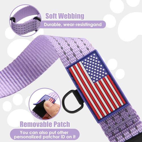 Martingale Dog Collar, Reflective No Pull Training Collar with Quick Release Buckle, Adjustable Heavy Duty Nylon Choker Collars for S M L XL Dogs (Lavender with Flag, M) - color: Lavender with Flag, size: M (1" x 15.5"-19.5")