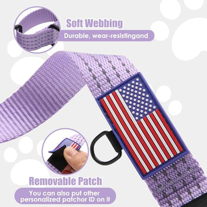 Martingale Dog Collar, Reflective No Pull Training Collar with Quick Release Buckle, Adjustable Heavy Duty Nylon Choker Collars for S M L Dogs (Lavender with Flag, L (1" x 19"-26")) - color: Lavender with Flag, size: L (1" x 19"-26")
