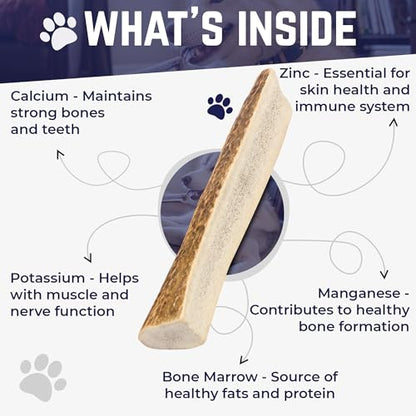 Devil Dog Pet Co. Split Elk Antlers for Dogs, Natural Dog Chew with Exposed Marrow - Long Lasting and Odor Free - USA Sourced - Cleaner Teeth, Anxiety & Boredom Relief - Small 4"+ 2 Pack - style: split - Small - 2 Pack