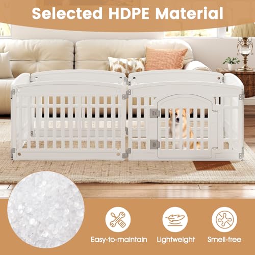 PETSITE 6-Panel Plastic Dog Playpen with Door, 24 Inch Tall Shape-Customizable Pet Playpen Indoor Outdoor, Ideal for Small & Medium Dogs and Puppies, with Lockable Door, Easy to Assemble - size: 24"H x 34"W (6 Panels)