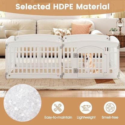 PETSITE 12-Panel Plastic Dog Playpen with Door, 24 Inch Tall Shape-Customizable Pet Playpen Indoor Outdoor, Ideal for Small & Medium Dogs and Puppies, Easy to Assemble - size: 24"H x 34"W (12 Panels)