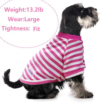 2 Pieces Stripe Dog Clothes for Small Dogs Summer Dog Shirt Cute Soft Puppy Clothes Bresthable Chihuahua Cat Clothes XS~XXL Pet Clothing (Pink, XX-Large) - color: pink, size: XX-Large