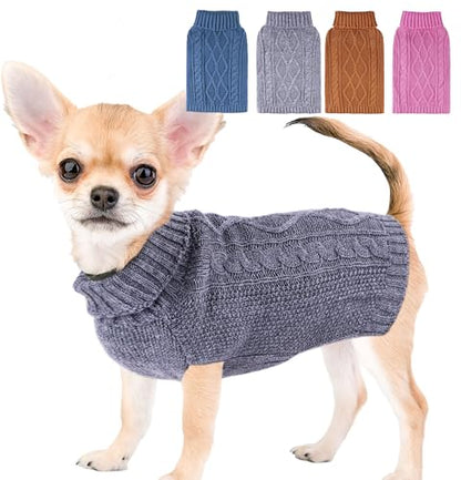 Dog Sweaters for Small Dogs Turtleneck Knitted Sweaters Fall Winter Dog Clothes Girl Boy Warm Doggy Coat Puppy Pullover Outfits Cat Sweater Pet Clothes Puppy Sweater (Grey, Small) - color: GREY, size: Small