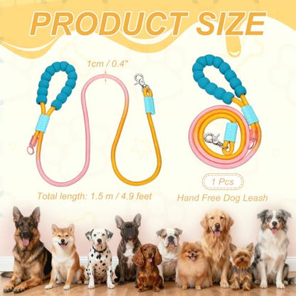 Dog Leash with Padded Hands Free, 4.9ft/1.5m Adjustable Bungee Dog Training Leash, No Pull Heavy Duty Nylon Rope(Yellow Pink), Intended for Large Medium Pet Running/Hiking/Walking - color: Yellow Pink, size: 4.9ft/1.5m