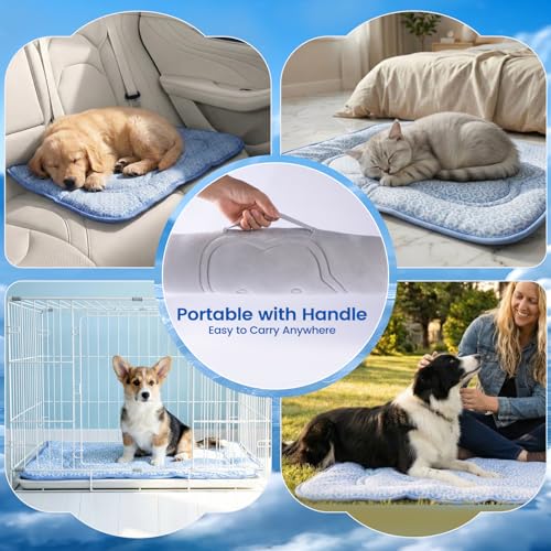 Dog Cooling Mat, Thick Cooling Mat for Extra Large Dogs with PCM & Thermochromic Tech, Dual-Sided Durable Waterproof Cool Dog Bed Mat, Q-Max>0.5, Machine Washable, Non-Toxic - XL(31" x 43") - size: X-Large