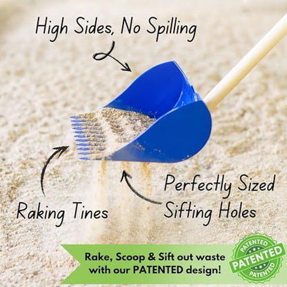 The Coop Scoop® Shelf 2-in-1 Chicken Poop Scooper & Rake – Made in The USA, Durable Sand Sifting Litter Shovel for Chicken Coops & Small Farm Animals (Shelf 10" Handle) - size: SHELF 10" Handle