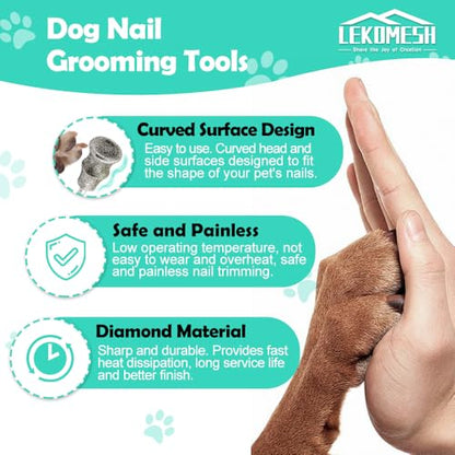 Diamond Dog Nail Grinder Bit (1/8" Shank) – 5 PCS Heavy Duty Professional Rotary Grinder Attachment for Dremel, Dual-Beveled & Cooling Design Head for Safe, Quick Pet Claw Shaping - size: 5pcs Mix