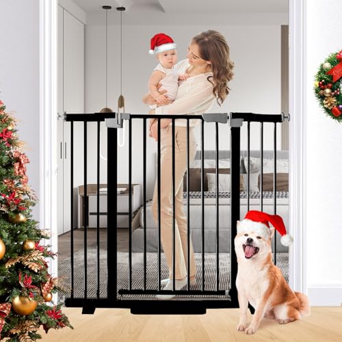 Rgqphantom 41" Tall Safety Pet Gate,Adjustable 30.5"-48" Wide,No Drilling Pressure Mount Kit,Auto Close Cat Gate Suitable for Stairs,Doorways (Black, 30.5"-48" W) - color: Black, size: 30.5"-48" W