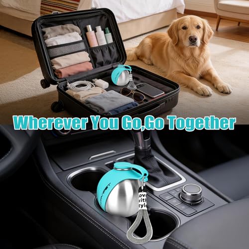 Portable Dog Water Bottle 10oz Stainless Steel Travel Dog Water Dispenser with Bowl No-Spill Puppy Water Bottle for Walking Hiking Small Dog Water Bottle - color: Blue