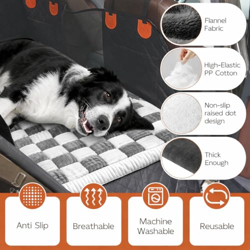 Dog Bed for Car Back Seat, Backseat Dog Bed Fit for Backseat Extenders, Nonslip Soft Durable for Car, Travel and Road Trip (White 24.5" x 51")