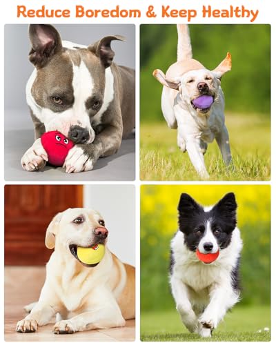 Squeaky Dog Toys, Interactive Soft Plush Puppy Toy Balls for Small Medium Breed, Cute Stuffed Pet Teething Ball Pack to Keep Dogs Busy - size: Medium