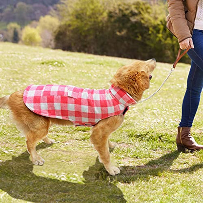 Malier Classic Plaid Fleece Dog Coat Jacket with Pocket, Windproof Warm Vest Winter Pet Clothes Apparel for Small Medium Large Dogs (Pink, XXX-Large) - color: Pink, size: XXX-Large
