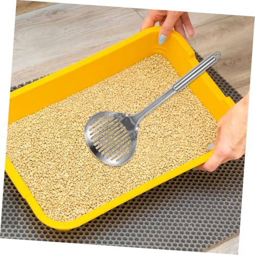 Yardwe 2pcs Stainless Steel Cat Litter Scoop Wide Metal Poop Scooper for Efficient Cleaning Durable Design with High Efficiency Mesh for Litter Box Maintenance