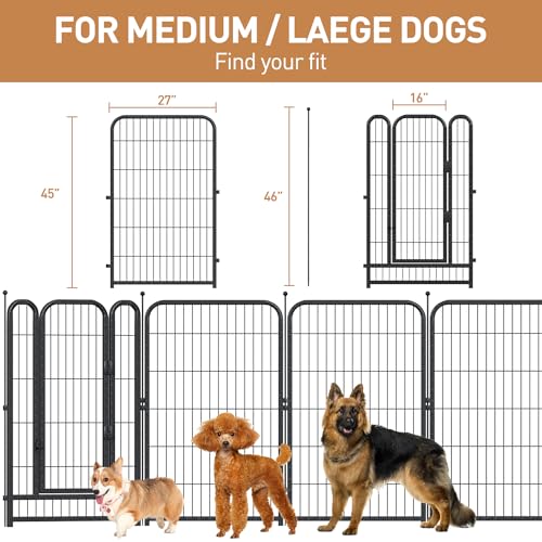 Metal Dog Playpen, 45" Inch Height 8 Panels, Large Dog Fence for Large/Medium/Small Dogs Indoor & Outdoor Bliss, Perfect Dog Pen for Camping, Yard and RV | Black-Silver - size: 45"High, style: 08 Panels
