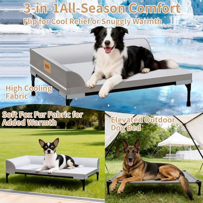 Elevated Cooling Dog Bed, Orthopedic Pet Bed for Medium Dogs, Removable Washable Cover, Indoor & Outdoor Raised Pet Bed with Breathable Mesh, Size: 32"*25"*7" - size: Medium