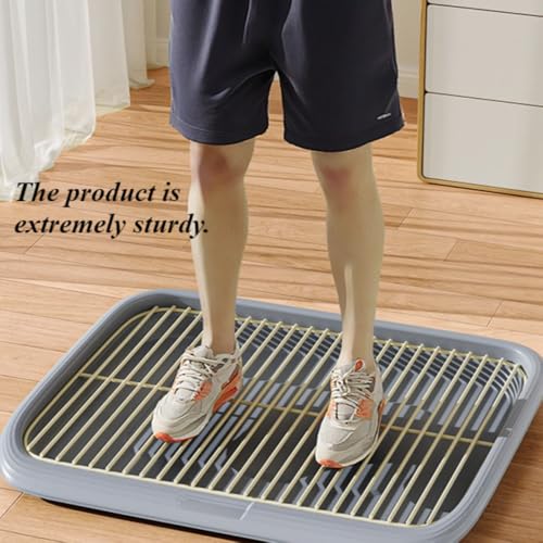 Dog Potty Tray Indoor Pet Pee Pad Holder for Small & Medium Dogs, Puppy Training Pad Holder, Pet Toilet Litter Box, Dog Bathroom Tray, Housebreaking Potty Supplies 17.72''LX12.99''WX1.97''H(Grey) - color: Grey