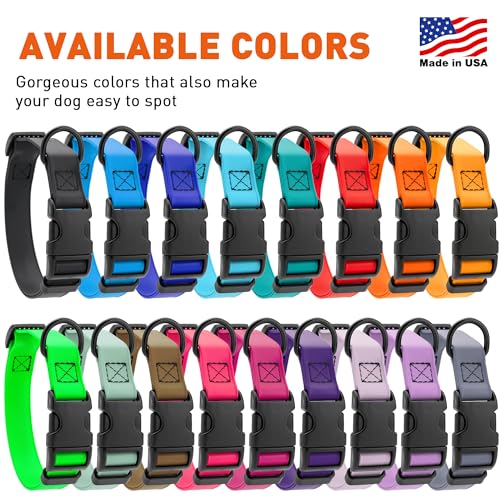 Dogline Biothane Waterproof Dog Collar with Quick Release Buckle Strong Coated Nylon Webbing with Odor- Proof for Easy Care Easy to Clean Fits Small Medium Large Dogs, Sage Green 5/8" W 9-14" L