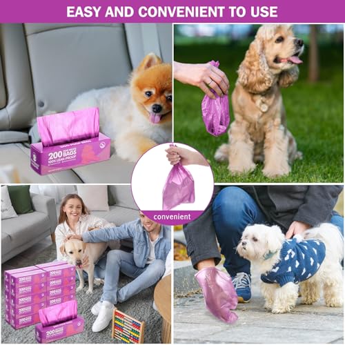 Sherr 20 Boxed Rolls 4000 Counts Dog Poop Bags Bulk Leak Proof Dog Waste Bags Universal Pet Doggy Waste Poop Box for Puppy Pets Outdoor Walking and Travel, 20 Rolls of 200 (Purple) - color: Purple