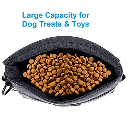 Viklluyr Dog Treat Pouch Bag with Magnetic Closure, Dog Food Carrier with Removable Inner Pocket, Perfect Dog Training Bag for Agility Training - Including Carabiner - color: Black, size: M