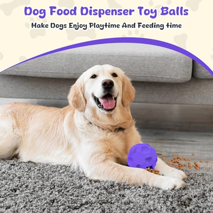 Durable Dog Balls, Dog Puzzle Toy for Boredom, Dogs Enrichment Toy, Interactive Treat Dispensing Balls for Large Dogs to Keep Them Busy - color: Purple