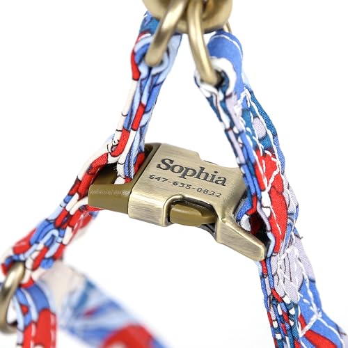 Angie and Allie Organic Cotton Personalized Step in Dog Harness,Custom Dog Halter Vests,Adjustable No Pull Canine Halter Harness for Small Medium Large Dogs - color: Rhododendron, size: XS