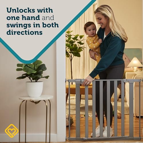 Safety 1st Baby Gate, Adjustable 29"-38" Wide, Pressure Mount | Walk Through Door | Silver | 2-Pack | Pet Compatible - color: Plateado, size: 2-Pack