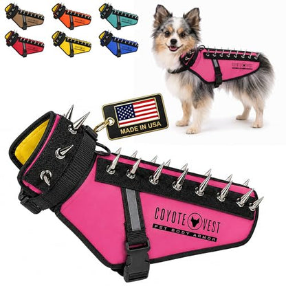 CoyoteVest Dog Harness | Stab-Resistant Protective Vest | Coyote Vest for Dogs | Defends Against Coyotes, Dogs, Birds of Prey | Reflective Safety, Made in USA (X-Small, Neon Pink) - color: Neon Pink, size: X-Small