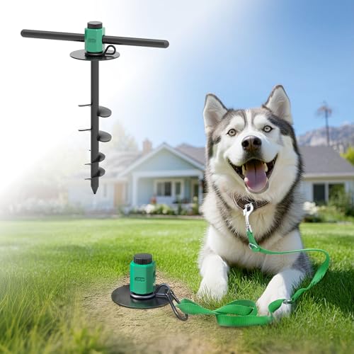 FXW ROOTIE Heavy Duty Dog Tie-Out Stake, Dog Anchor for Yard, Camping, Spiral Ground Design with 360° Swivel Ring for Large Dogs up to 250lbs │ Works with Dog Cable, Leash or Tether│Patent Pending