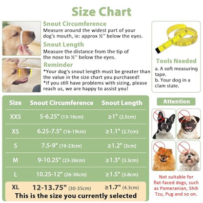 Mayerzon Dog Muzzle with Hook and Loop for Large Medium Small Dogs, Patented Soft Mesh Beagle Labrador Puppy Muzzles for Biting Chewing Grooming, Breathable, Adjustable, Allows Panting Drinking - size: XL(Snout Cir 12"-13.75")