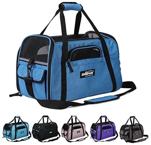 EliteField Soft Pet Carrier (3 Year Warranty, Airline Approved) Soft Sided Dog Puppy Cat Carrier Travel Bag (X-Large: 21" L x 12" W x 13" H, Sapphire Blue) - color: Sapphire Blue, size: 21.0"L x 12.0"W x 13.0"H