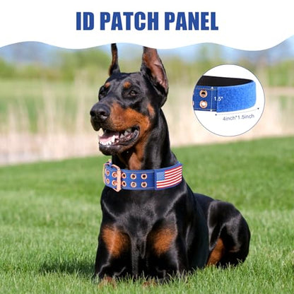 Heavy Duty Tactical Dog Collar with Neoprene Padded and Metal Buckle, Reflective Nylon for Medium to Large Dogs(Blue, Medium) - color: Blue, size: Medium (Pack of 1)