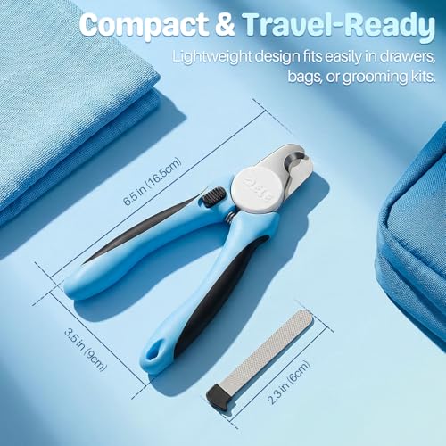 Flexzion Pet Nail Clippers for Dogs & Cats - Stainless Steel Blade Cat Nail Trimmer with Stored Nail File, Safety Guard, Easy Grip Handle - Dog Nail Clippers for Large Dogs, Medium Small Breeds, Blue - color: Blue