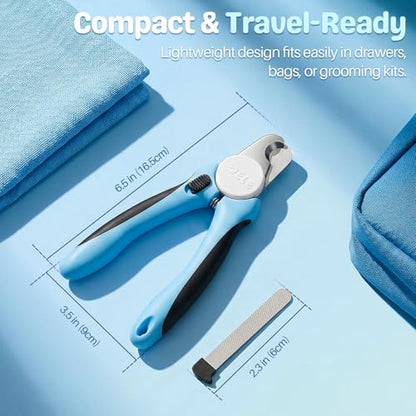 Flexzion Pet Nail Clippers for Dogs & Cats - Stainless Steel Blade Cat Nail Trimmer with Stored Nail File, Safety Guard, Easy Grip Handle - Dog Nail Clippers for Large Dogs, Medium Small Breeds, Blue - color: Blue